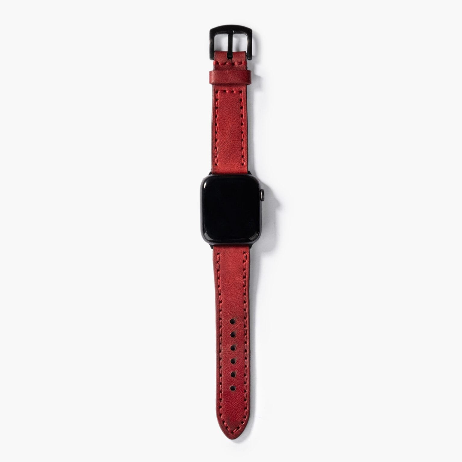 Çift Katlı Deri Apple Watch Kayışı - Kırmızı - Görsel 6