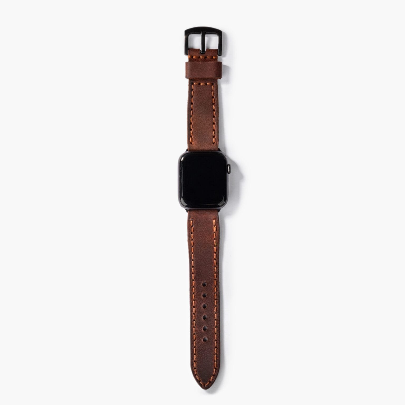 Çift Katlı Deri Apple Watch Kayışı - Kızıl Crazy - Görsel 4