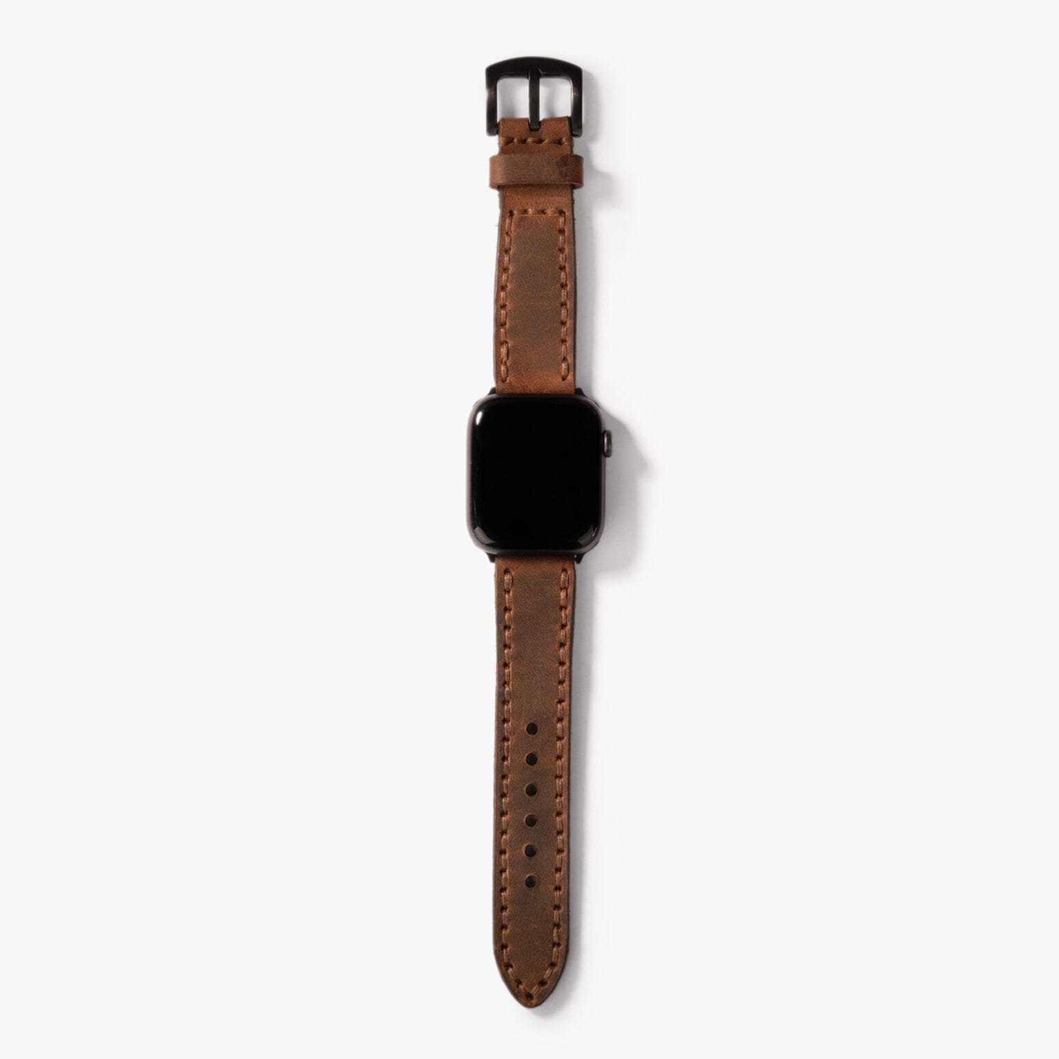 Çift Katlı Deri Apple Watch Kayışı - Kahve - Görsel 5