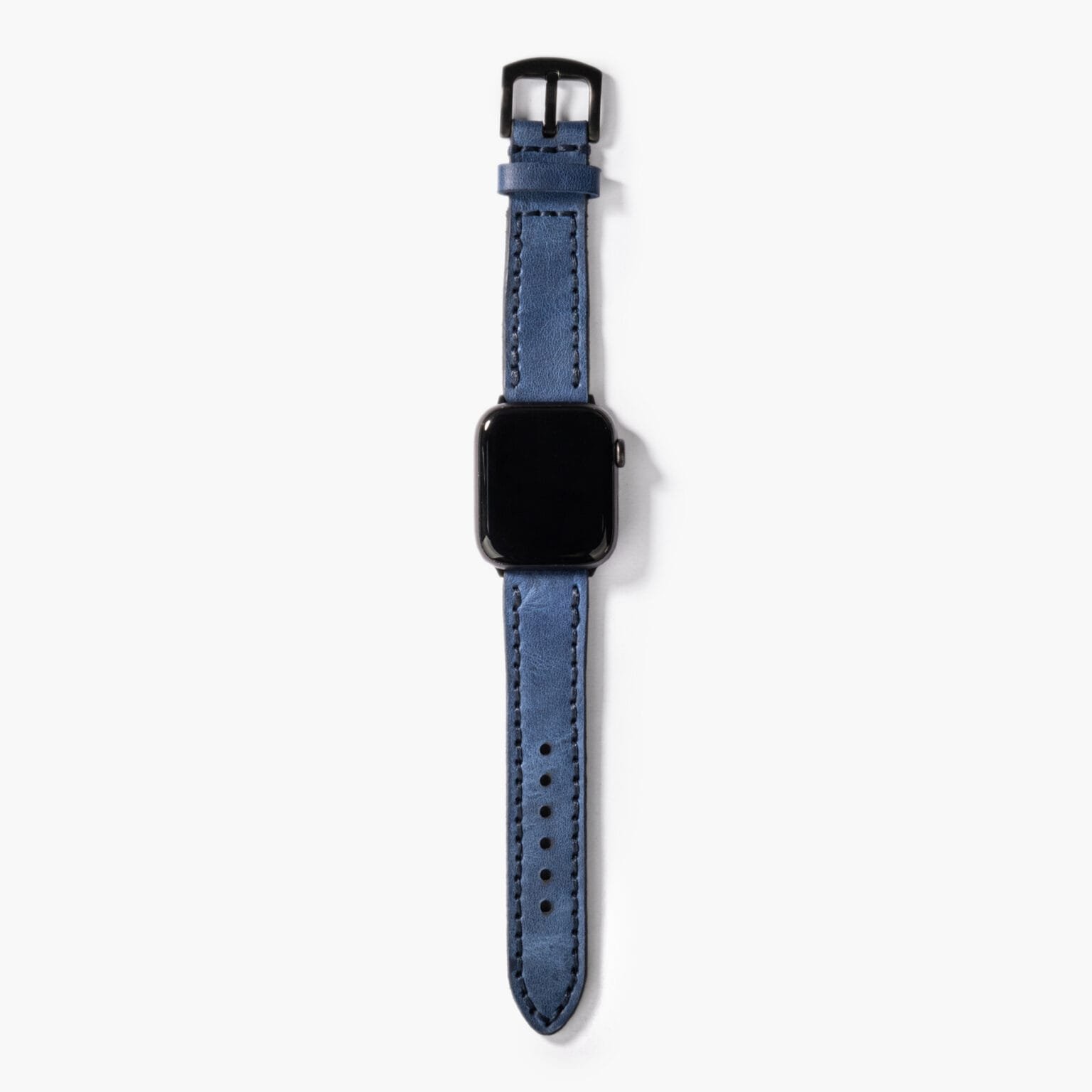 Çift Katlı Deri Apple Watch Kayışı - Mavi - Görsel 6