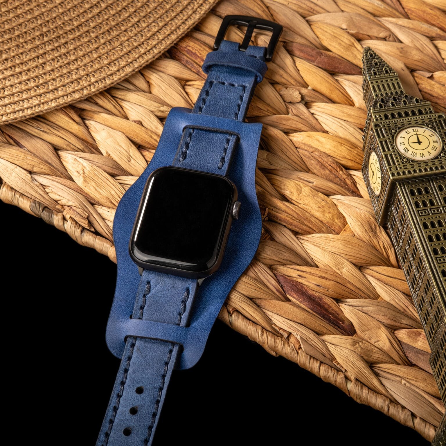 Bund Çift Katlı Apple Watch Deri Kayış - Mavi - Görsel 3