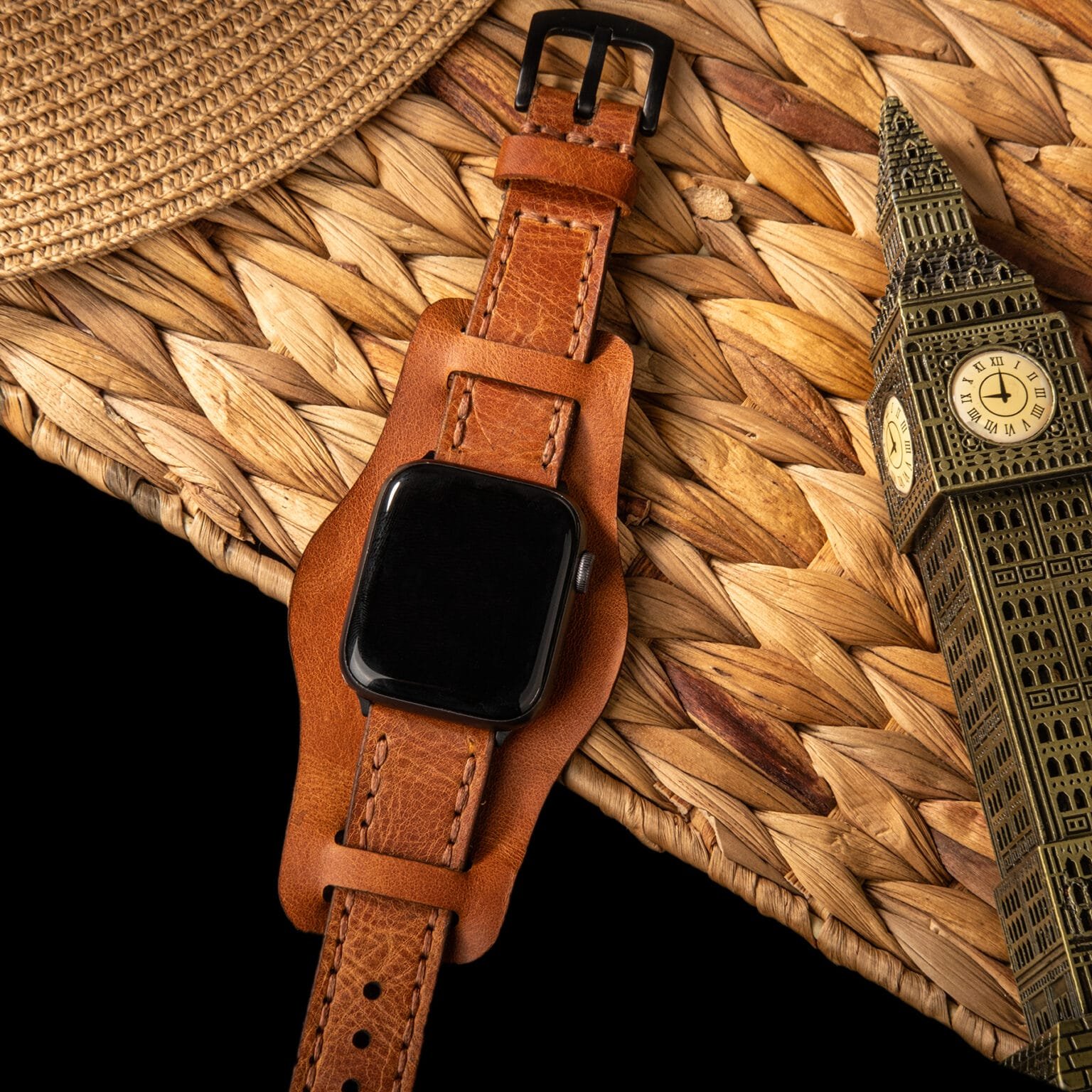 Bund Çift Katlı Apple Watch Deri Kayış - Camel - Görsel 3