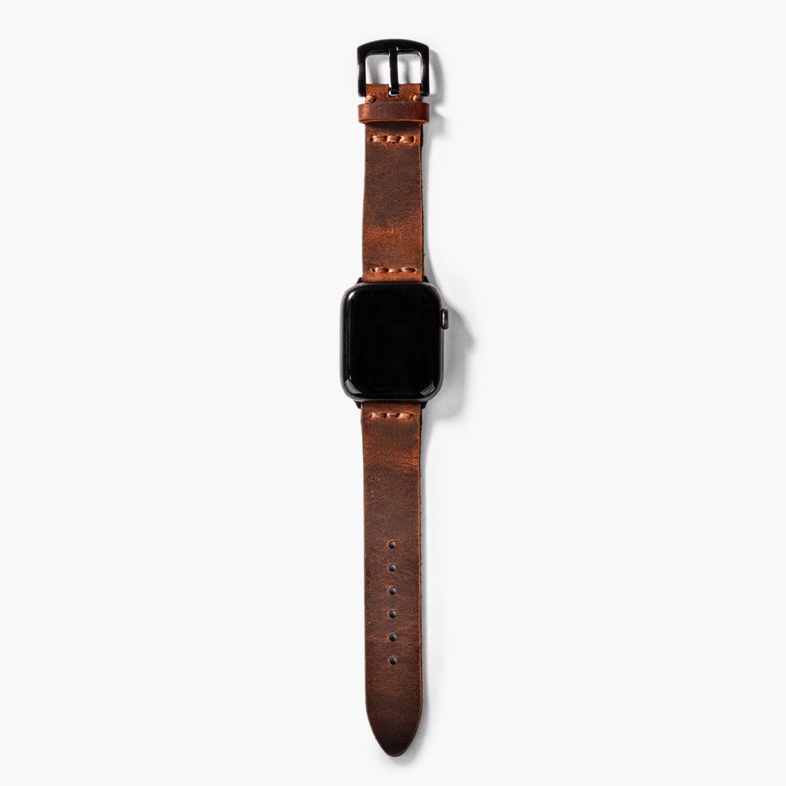 Tek Katlı Deri Apple Watch Kayışı - Oranj - Görsel 5