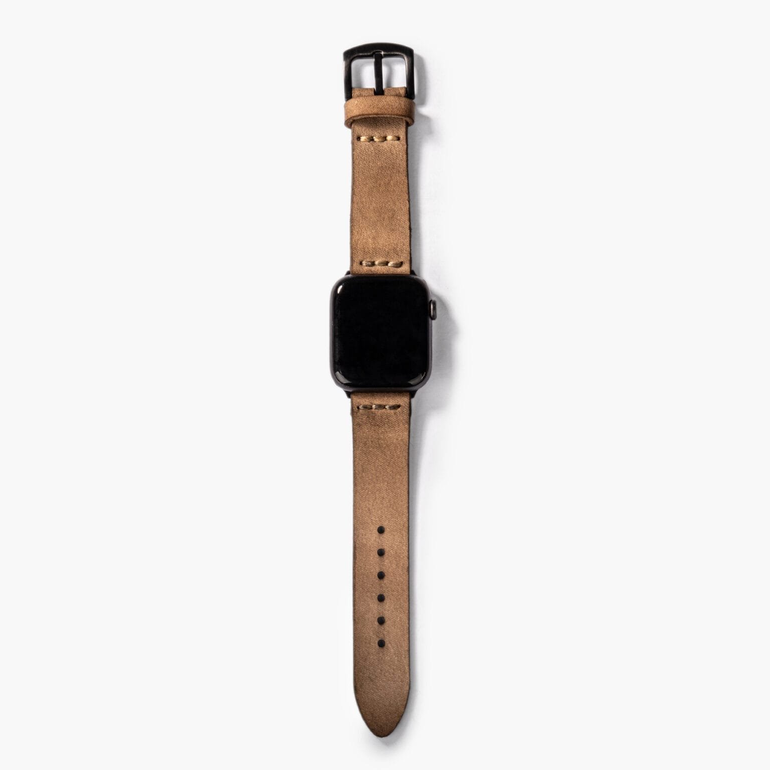 Tek Katlı Deri Apple Watch Kayışı - Bej - Görsel 5