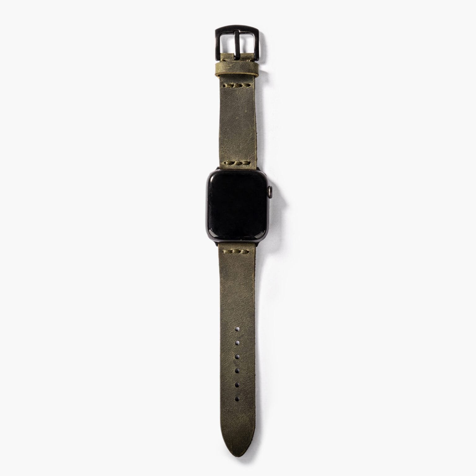 Tek Katlı Deri Apple Watch Kayışı - Yeşil - Görsel 5