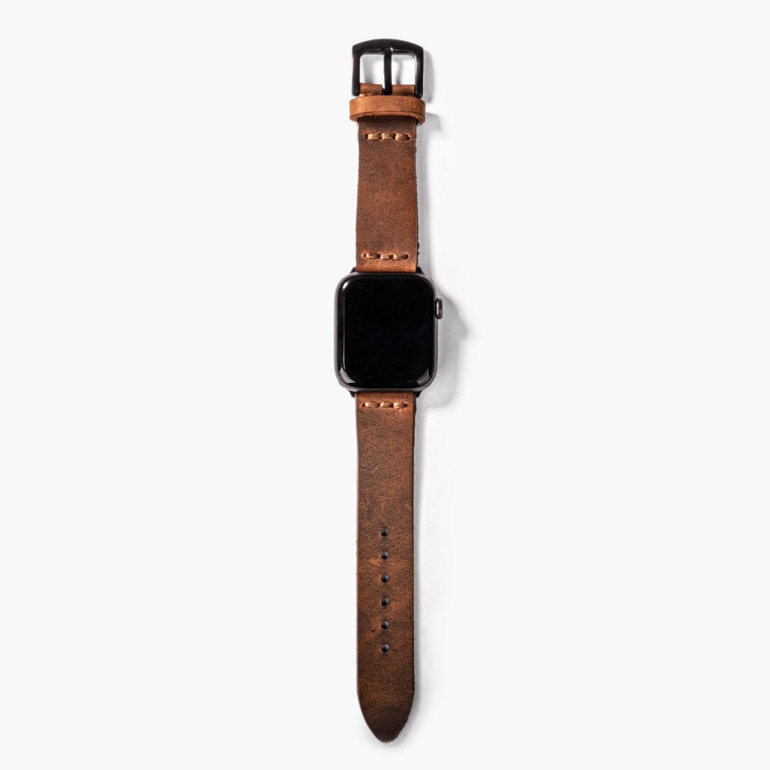 Tek Katlı Deri Apple Watch Kayışı - Kahve - Görsel 5